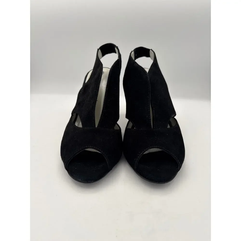 Women’s Eric Michael Size 8.5 Black Suede Slingback Pumps